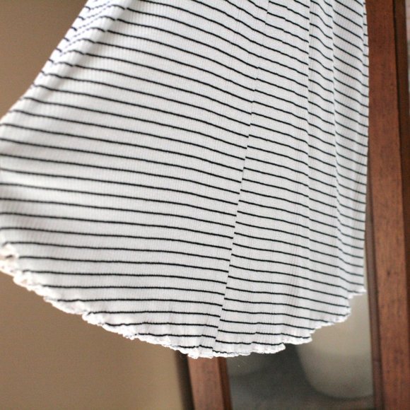 ASOS Striped turtleneck mini dress black white stretchy fit & flare cut out back - Picture 5 of 10